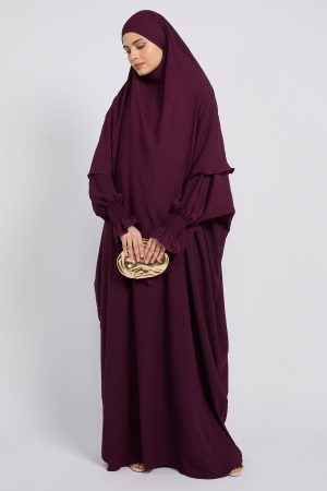 Abaya with Khimar Set - Mulberry Plum